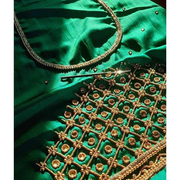 Maggam Green Blouse Elegent Silk uploaded by Aminul Zari Art on 6/6/2023