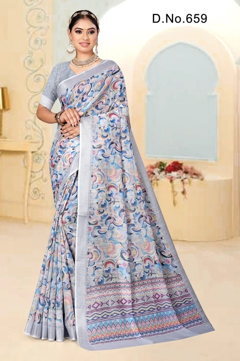 #Saree Fabric- Pure Linen With Silver Zari Border
Saree Length- 5.5 Meter
Blouse Length- 0.80 Mete
P uploaded by Sai prem sarees on 6/6/2023