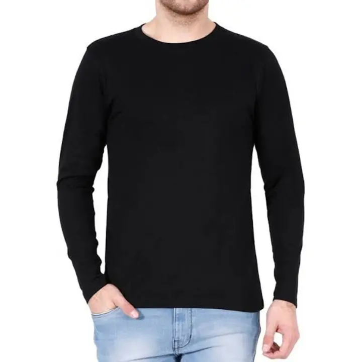 Black  basic round neck full sleeves t shirt 190 gsm   uploaded by Neuv Vidhan on 4/28/2024