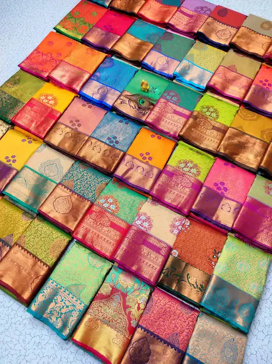 Bridal kanjeevaram semi silk saree uploaded by Venni textiles(Kalyani cotton saree manufacturer) on 6/6/2023