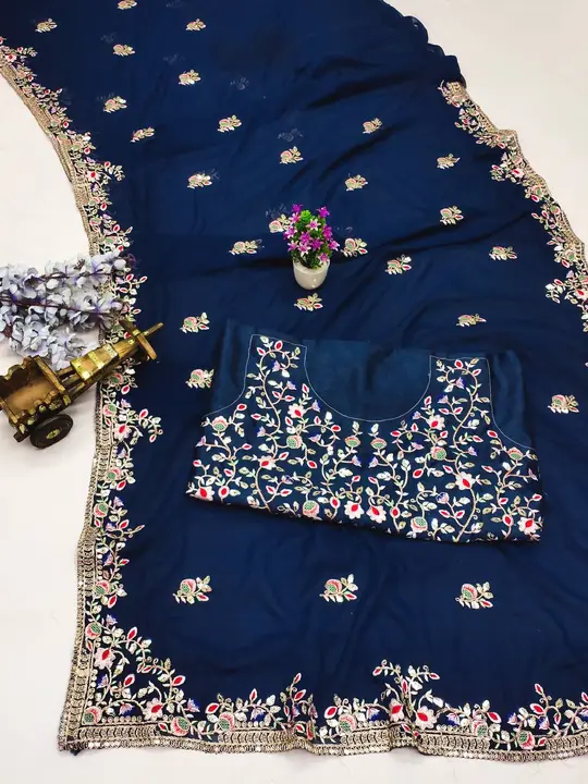 Embroidery & Coding Work Georgette Saree  uploaded by Ethnic24 on 6/7/2023