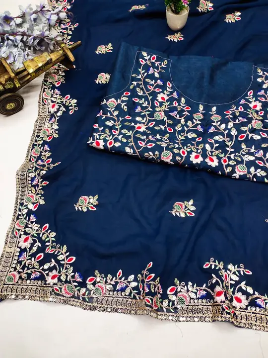 Embroidery & Coding Work Georgette Saree  uploaded by Ethnic24 on 6/7/2023