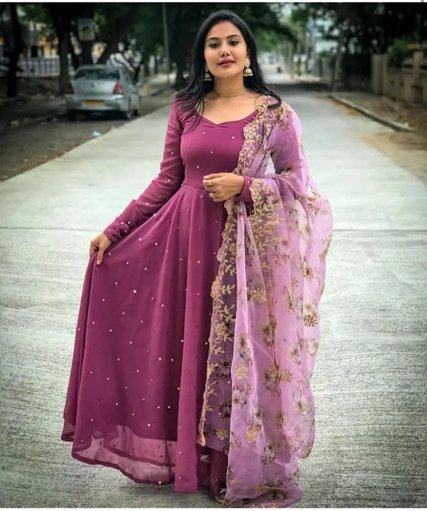 Georgette Printed Gown With Dupatta  uploaded by business on 6/7/2023