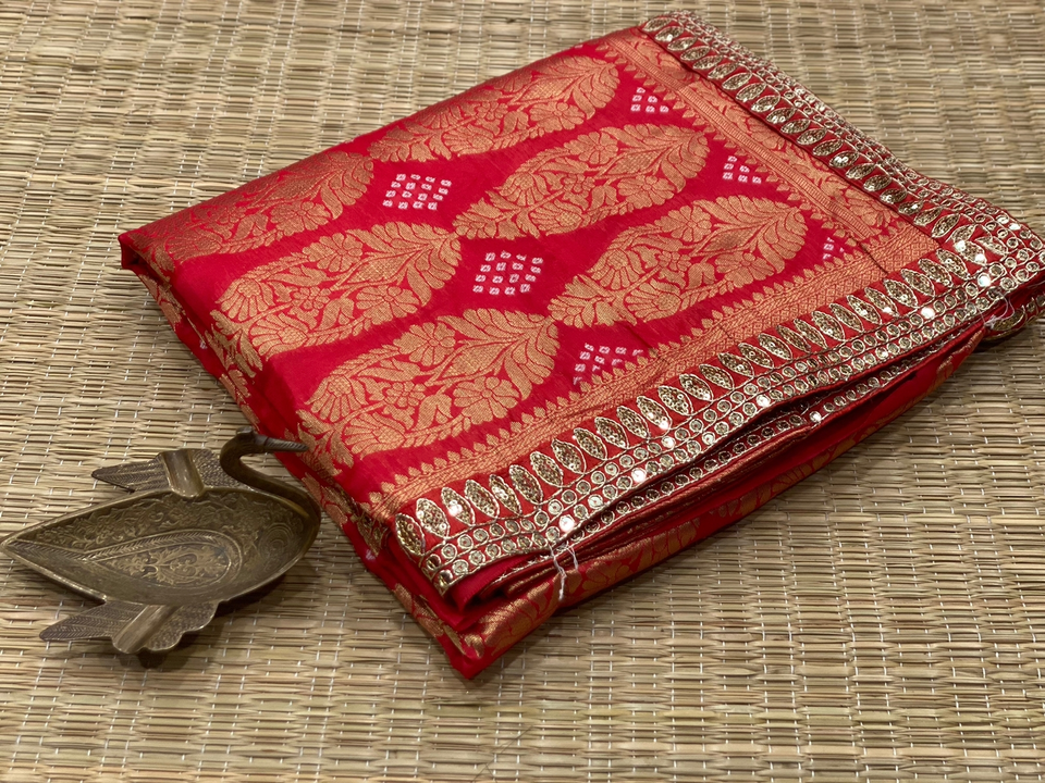 Red colored banarasi silk saree uploaded by Celeb Styles on 6/7/2023