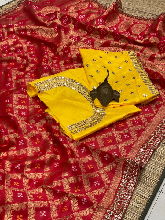 Red colored banarasi silk saree uploaded by Celeb Styles on 6/7/2023