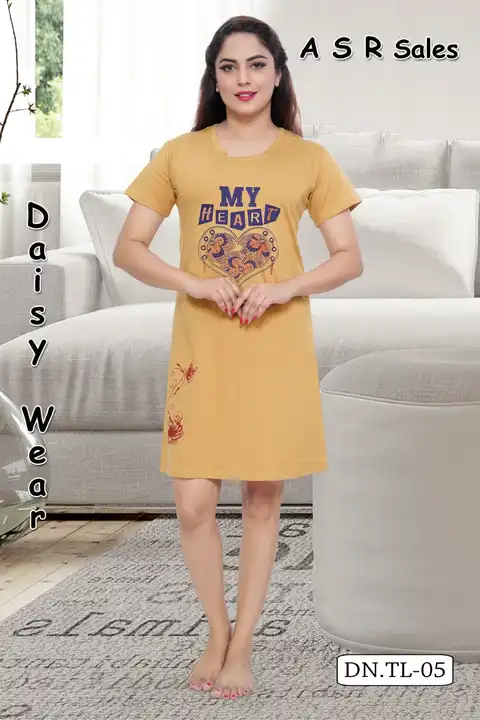 Daisy Wear Hosiery Cotton Night Wear Long T-Shirt for Women  uploaded by A S R SALES DAISY WEAR on 6/7/2023