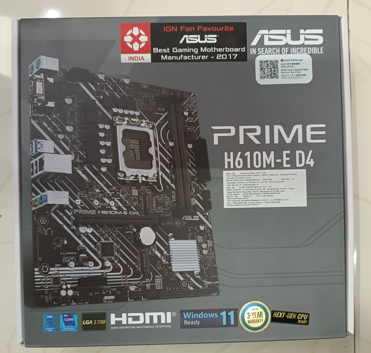 Asus H610ME-D4 motherboard (12th gen) uploaded by Shree Guruganesh Computers on 6/7/2023