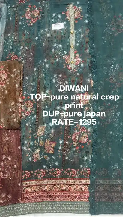 Diwani- Top- Pure natural crep print  uploaded by Balaji synthetic on 6/7/2023