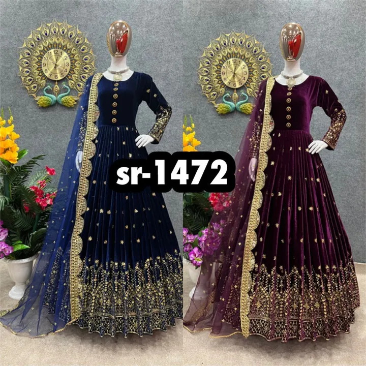 *sr-1472*

👉👗💥*Launching New Designer Party Wear Look Heavy Viscos Velvet With Heavy Embroidery W uploaded by A2z collection on 6/7/2023