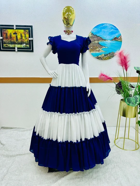 GOWN :-Vichitra Silk 
*🪢WORK*    : Ruffle uploaded by NIVA CREATION on 5/26/2024
