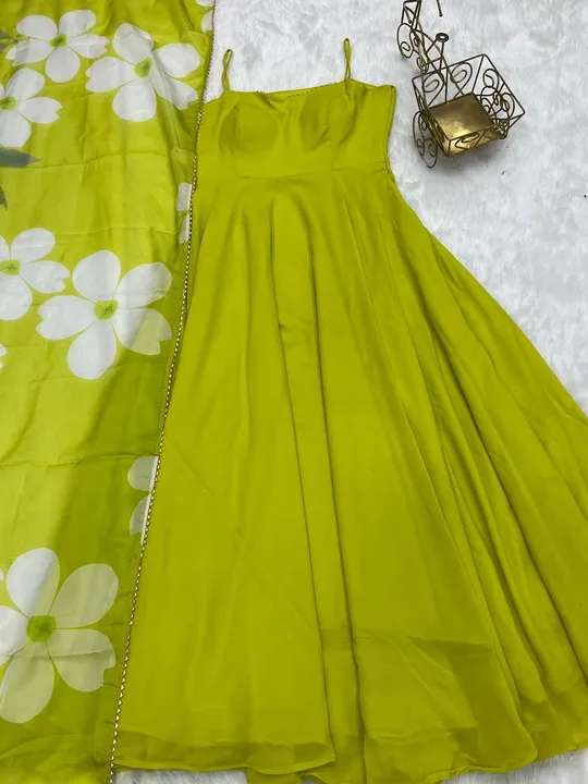 Gown NEW SUMMER SPECIAL NEON LIRIL COLOUR PURE SOFT FOX GEORGETTE FULLY FLAIR GOWN,DUPPTA SET  uploaded by NIVA CREATION on 6/7/2023