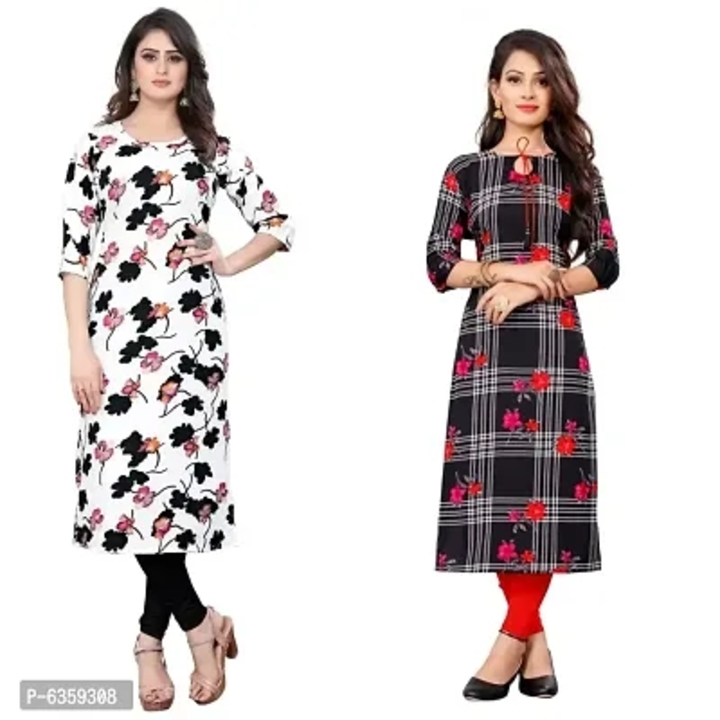 Women Printed Crepe Straight Kurti uploaded by business on 6/7/2023