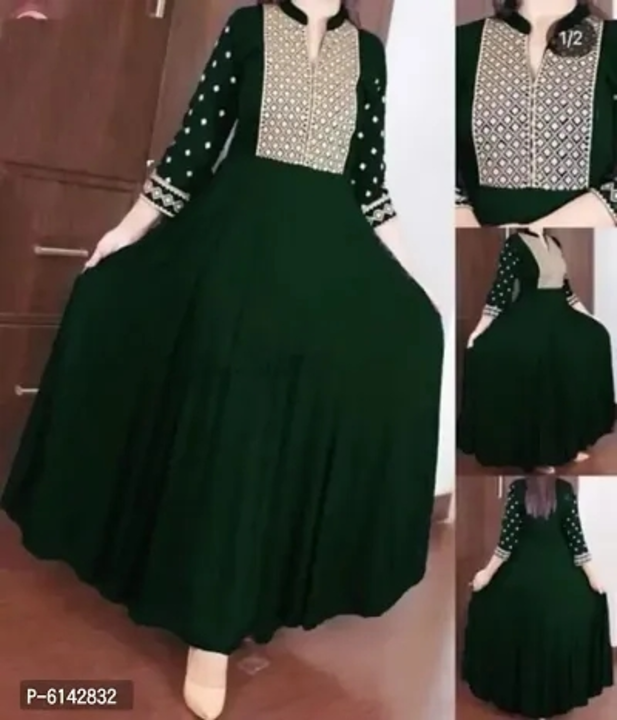 Stylish Green Rayon Embroidered Anarkali Kurta For Women uploaded by A1 Shop on 6/7/2023
