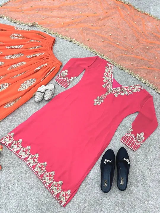 Kurti with sharara sett lb uploaded by pink Rose fashion Store  on 6/7/2023