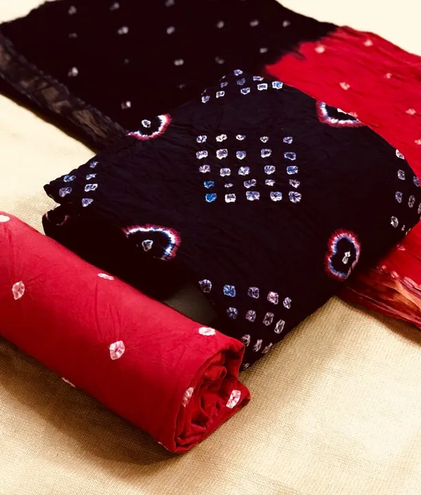 ✅Bandhej Dress Material ✅Top + Bottom + Dupatta Set ✅COD available ☎ uploaded by Vraj-Vihar Synthetics on 6/7/2023