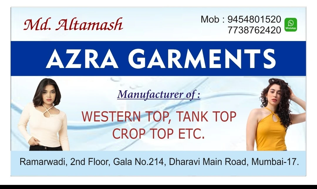 Visiting card store images of Azragarments 