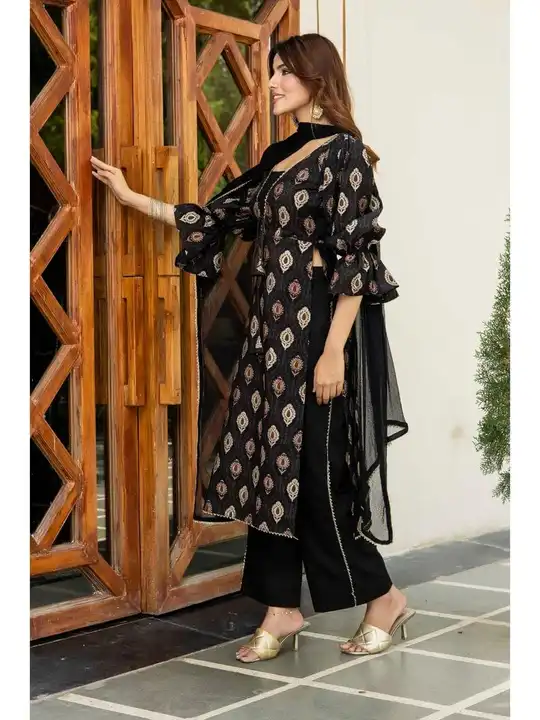 Beautiful reyon kurtie set with pant and dupatta  uploaded by business on 6/7/2023