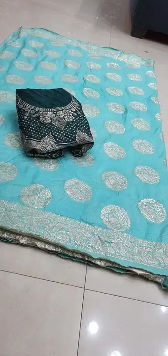 Ajj ka sale offar 
Super new design launch
👉👉pure rasien banrshi dola silk fabric
👉banrshi zari b uploaded by Gotapatti manufacturer on 6/7/2023
