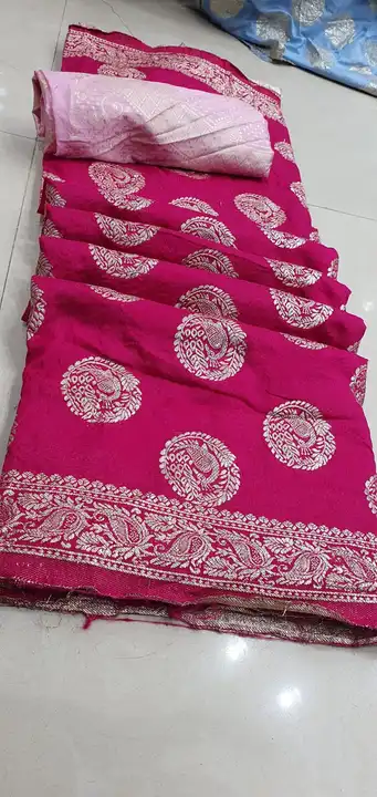 Ajj ka sale offar 
Super new design launch
👉👉pure rasien banrshi dola silk fabric
👉banrshi zari b uploaded by Gotapatti manufacturer on 6/7/2023