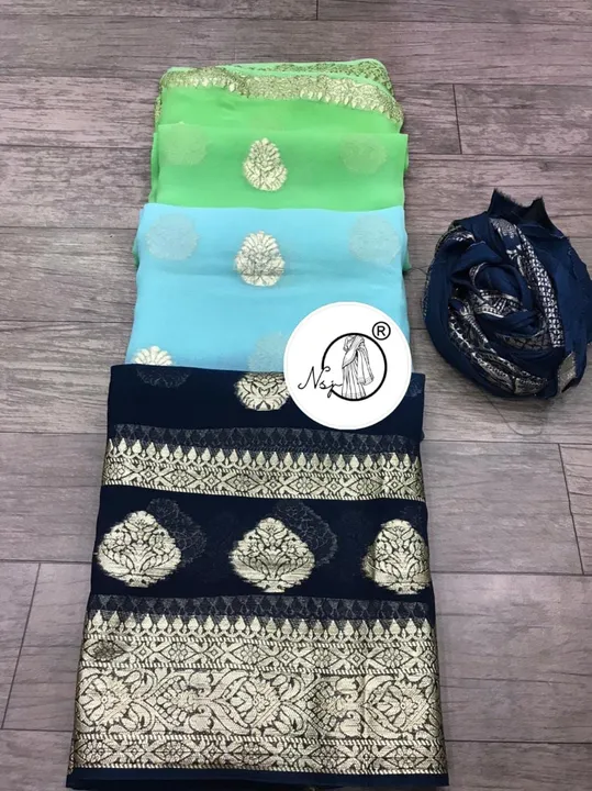 Presents  NEW Rajwadi Saree*  

beautiful  colour combination saree for all ladies 

💖original prod uploaded by Gotapatti manufacturer on 6/7/2023