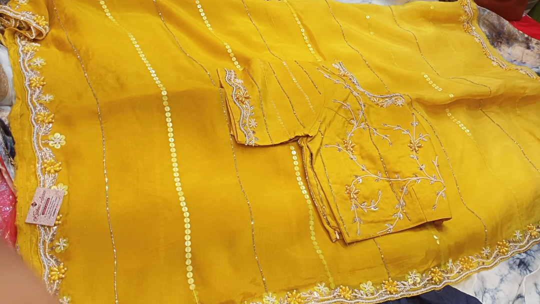 Pure handwork saree uploaded by Krishna saree on 6/8/2023