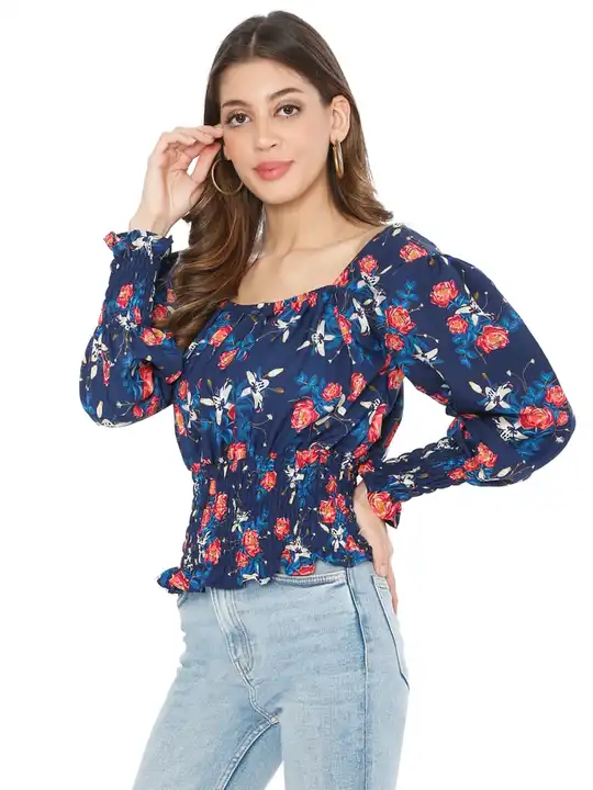 Printed Crepe Top For Girls  uploaded by Gazal Collections on 6/8/2023
