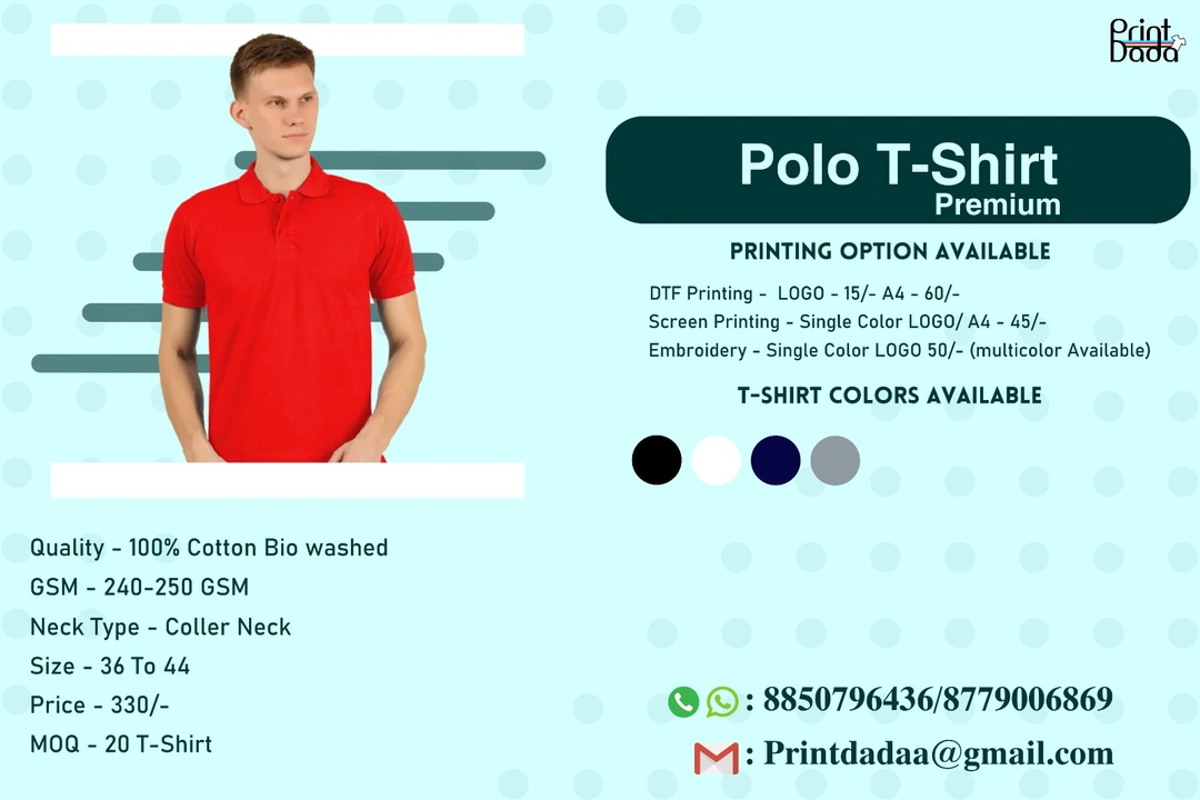 Polo Cotton T-Shirt uploaded by Printdada T-Shirts Printing And Manufacturing on 6/8/2023