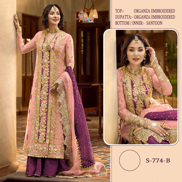 *Shree fab super hit design S* *774* 

Top organza with fancy embroidery diamond work 
Duptta organz uploaded by Fashion Textile  on 6/8/2023