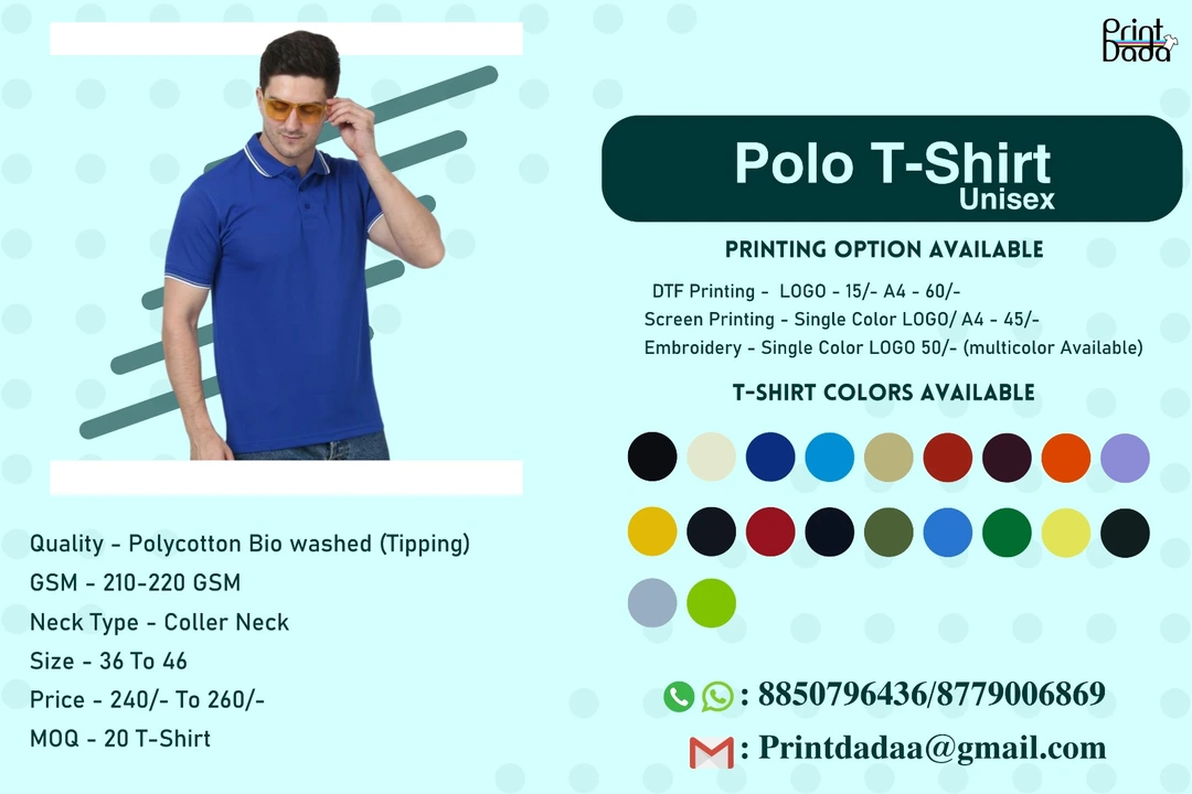 Custom Polycotton Tipping Polo T-Shirt uploaded by Printdada T-Shirts Printing And Manufacturing on 6/8/2023
