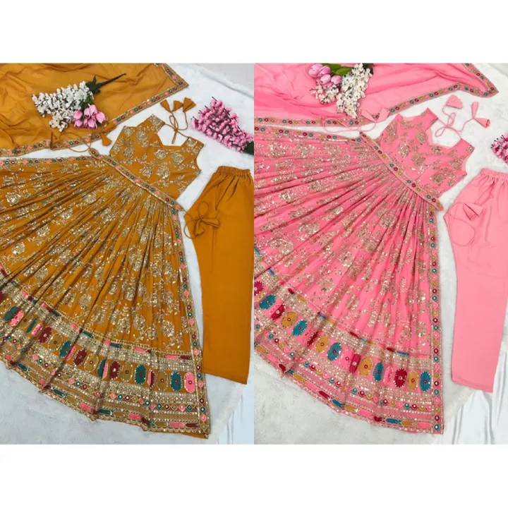 *Presenting New Faux Georgette New Naira Cut Gown,Bottom and Dupatta With Multithreaded  And Sequenc uploaded by Fashion Textile  on 6/8/2023