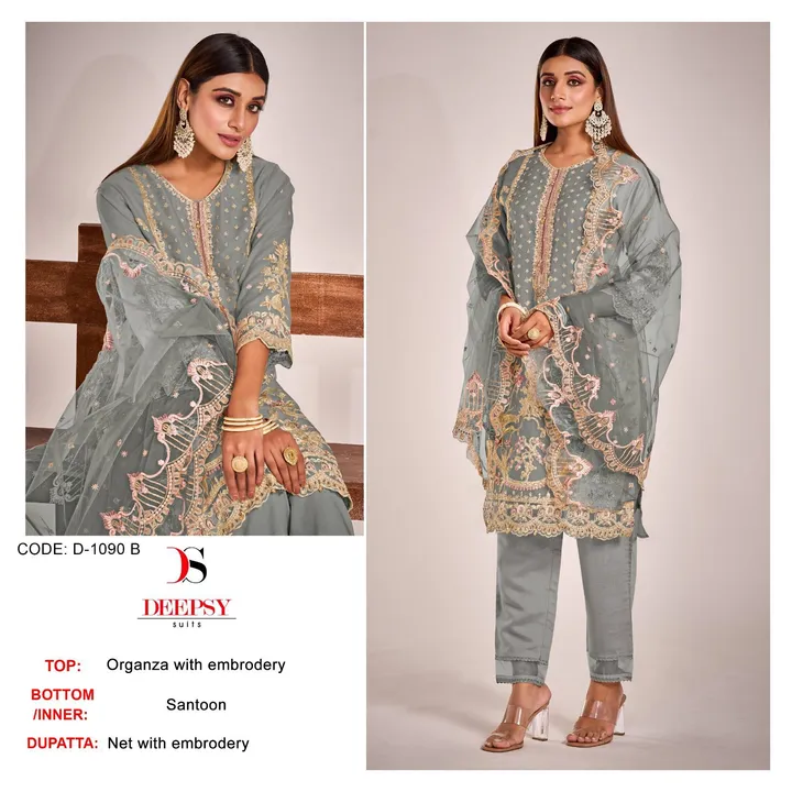 *D no.: 1090ABCD  by DEEPSY SUITS*

Top -organa with embroidery & handwork (semi stich)

Bot - Santo uploaded by Fashion Textile  on 6/8/2023
