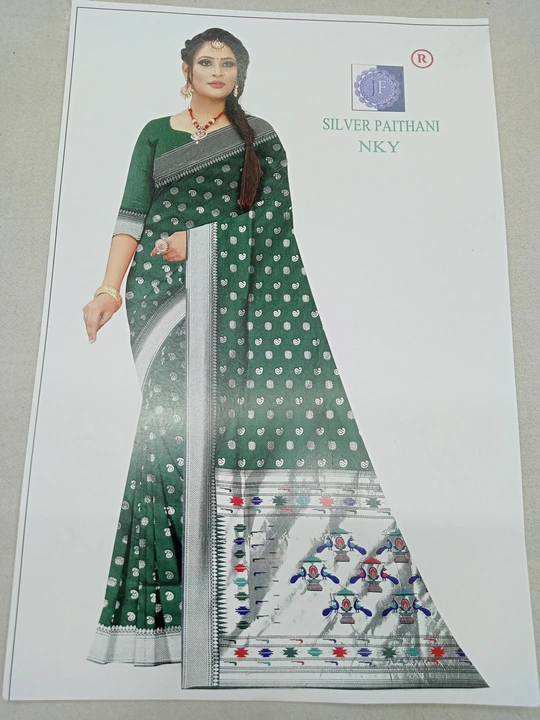 Silk paithani (siver zari) uploaded by Jalan fashion saree menufecturer on 6/8/2023