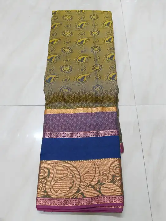 Ellampillai Aer silks  sarees/ fancy border contrast colour pallu uploaded by business on 6/8/2023