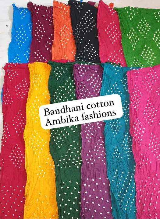 Cotton bandhani duppatas plain colors uploaded by Ambika on 6/8/2023