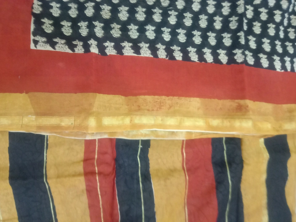 Bagru print in chanderi sarre  uploaded by Ishita textiles  on 6/8/2023