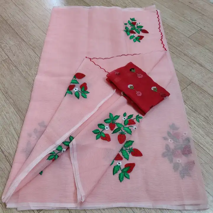 Kota doria embroidery work saree  uploaded by Ansari Handloom on 6/8/2023