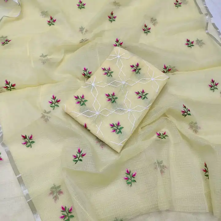 Kota doria embroidery work suit  uploaded by Ansari Handloom on 6/8/2023