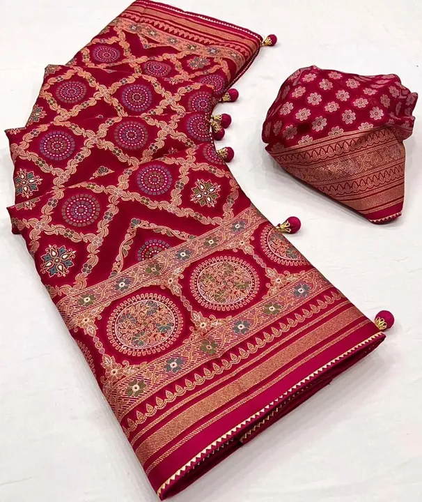 Viscose Silk Fabric Contrast Matching Samosa Bordar With Weaving Zari Butti Blouse uploaded by Miss Lifestyle on 6/8/2023