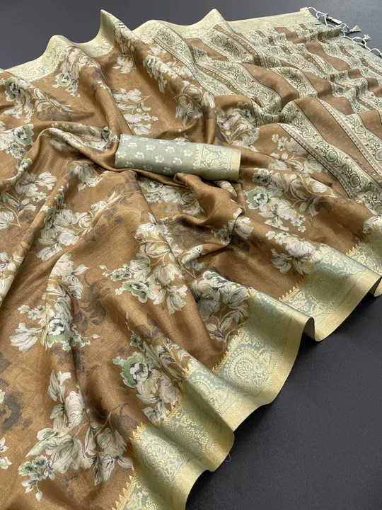 Mayro 
Pure Kanjivaram zari Silk Quality 
Top trusted Fabric
Rich Flower and geomatrical prints blen uploaded by Divya Fashion on 6/8/2023