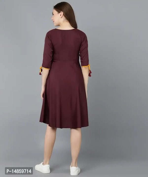Women fit and flare maroon western dress uploaded by business on 6/8/2023