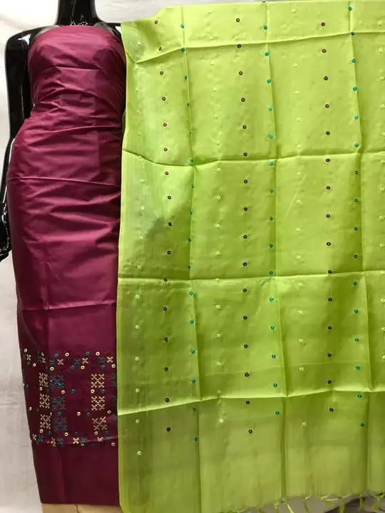 Embroidery Katan silk  uploaded by Susmita's collection ❤😍 on 6/8/2023