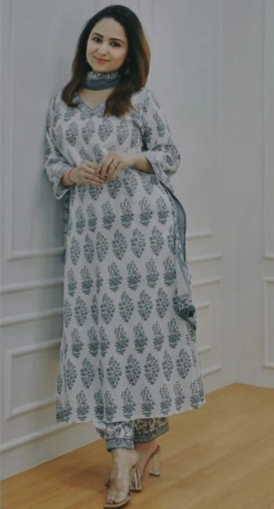 Block print cotton suit with dupatta  uploaded by business on 6/8/2023