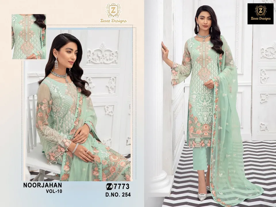 Ziaaz Designs - brand that speaks for itself❤️

Noorjahan vol 10 semi stitched

Georgette Embroidere uploaded by Fashion Textile  on 6/8/2023