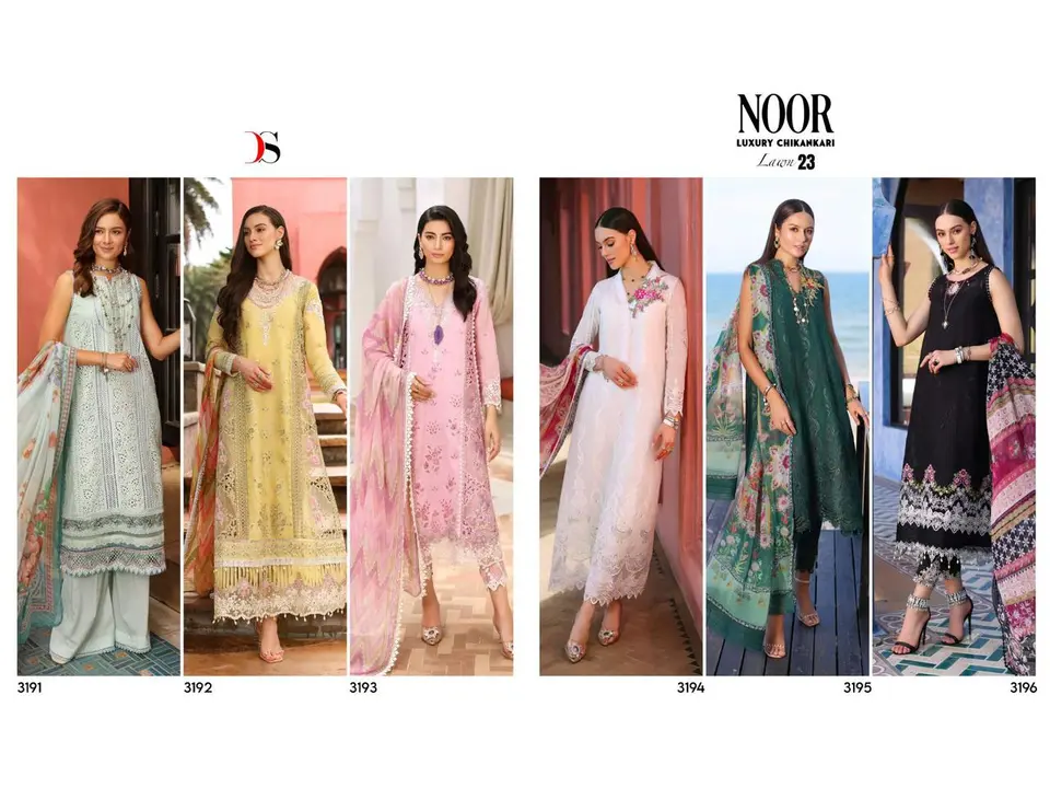 *NOOR CHIKANKARI Lawn-23 by DEEPSY SUITS* 

Top -Pure Cambric cotton with heavy self embroidery & pa uploaded by Fashion Textile  on 5/19/2024