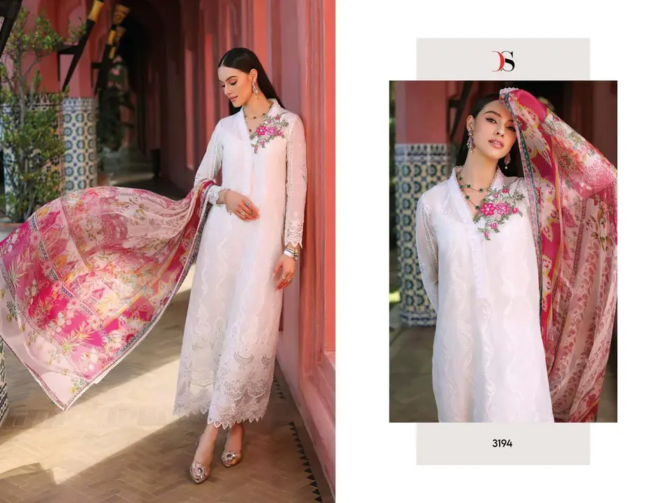 *NOOR CHIKANKARI Lawn-23 by DEEPSY SUITS* 

Top -Pure Cambric cotton with heavy self embroidery & pa uploaded by Fashion Textile  on 6/8/2023