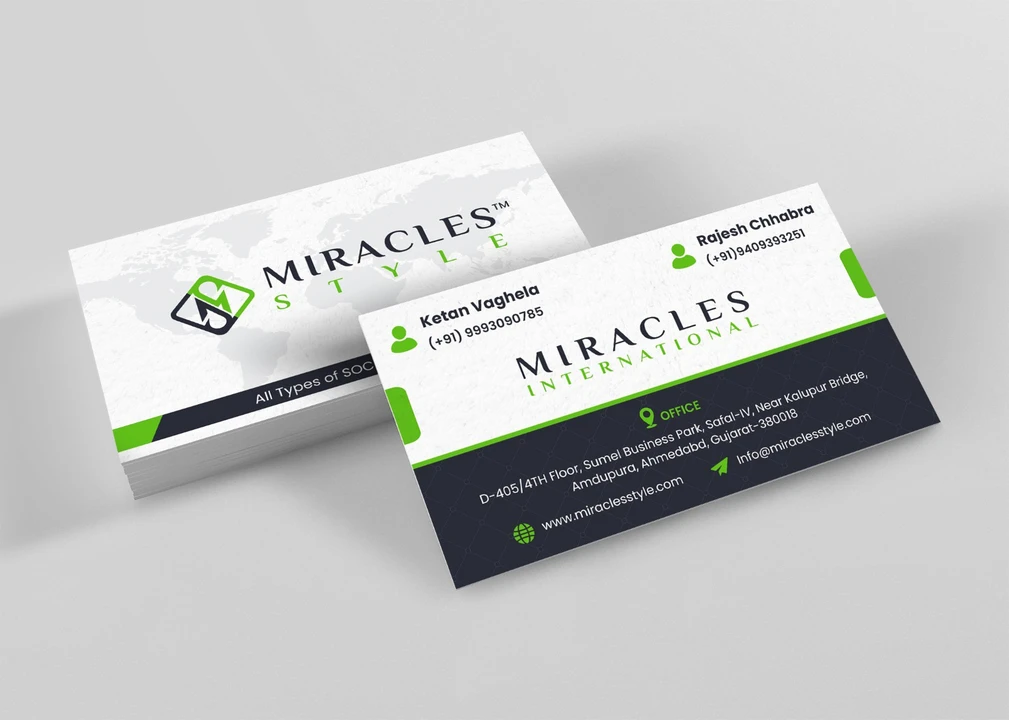 Visiting card store images of Miracles international