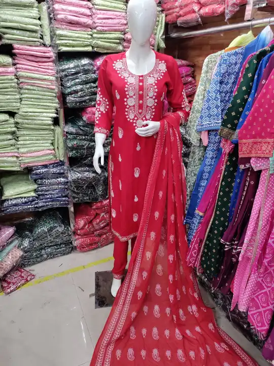 M to XXL, NAYRA cutsuit WD heavy yoke and heavy sequins & EMB work details,pant and heavy border MAL uploaded by Online Ladies Dresses on 6/8/2023