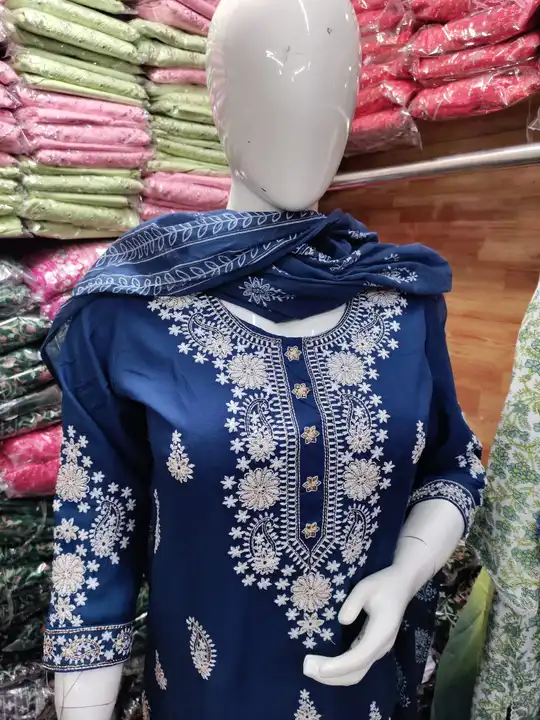 M to XXL, NAYRA cutsuit WD heavy yoke and heavy sequins & EMB work details,pant and heavy border MAL uploaded by Online Ladies Dresses on 6/8/2023