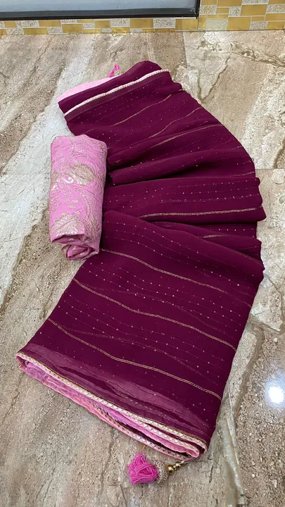 Fix price 

Super duper party wear saree
👌👌👌👌👌👌👌👌👌
👉pure jorjat gota border fabric uploaded by Gotapatti manufacturer on 6/8/2023