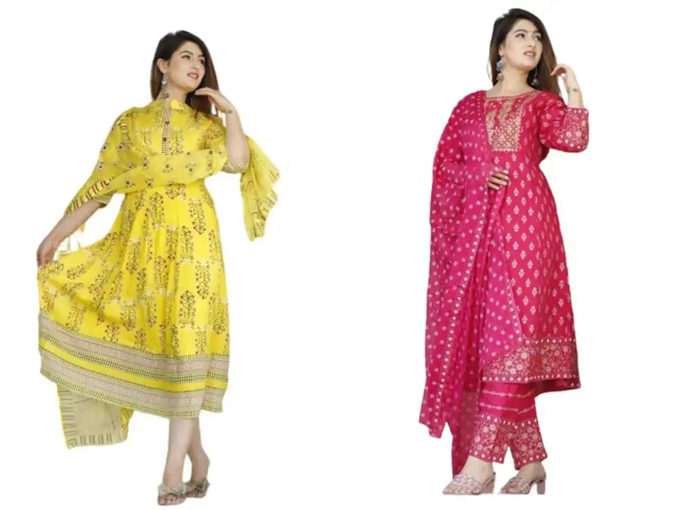 (Combo ) yellow single kurti with dupatta and pink kurta set with dupatta  uploaded by Sanganeri kapda on 6/9/2023